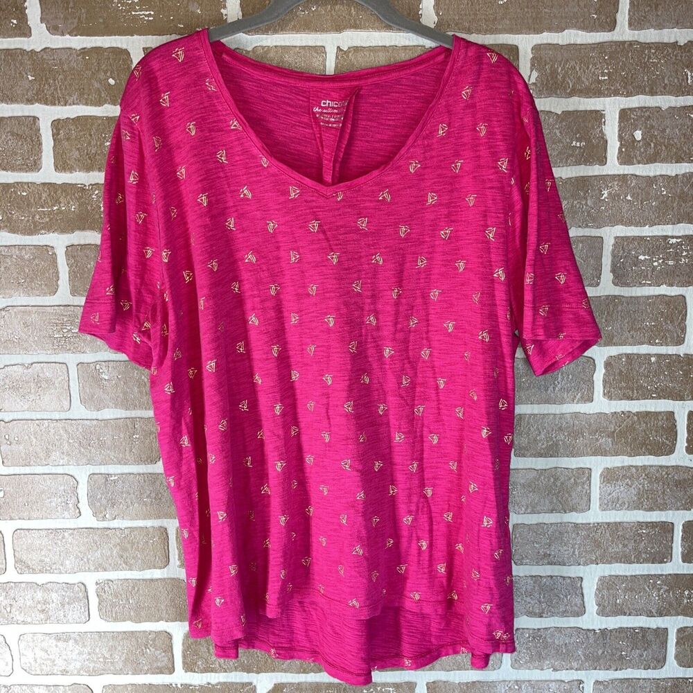 Chico’s Women’s Size XL US Short Sleeve Round Neck The Ultimate Tee Pink.